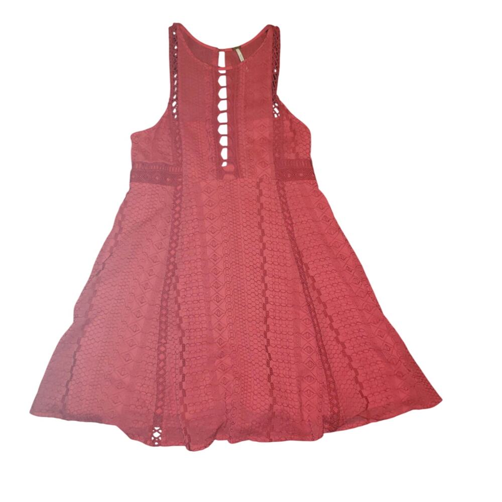 Free People Crochet Sleeveless Mini Dress Red Preloved Excellent Size 6